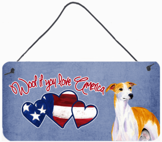 Whippet Woof if you love America Dog Art Wall or Door Hanging Prints