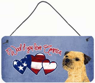 Border Terrier Woof if you love America Dog Art Wall or Door Hanging Prints