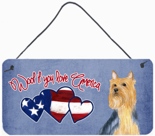 Silky Terrier Woof if you love America Dog Art Wall or Door Hanging Prints