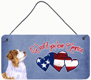 Australian Shepherd Woof if you love America Dog Art Wall or Door Hanging Prints