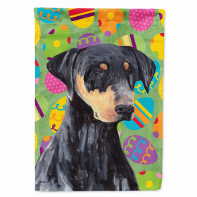 Doberman Easter Eggtravaganza Flag Garden Size