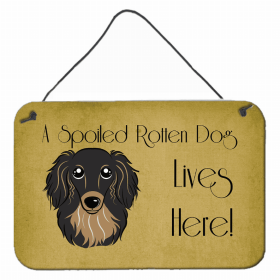 Dachshund - Longhair - Black and Tan Lives Here Design Wall or Door Hanging Prints