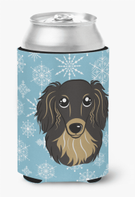 Dachshund - Longhair - Black and Tan Snowflake Dog Design Can Hugger