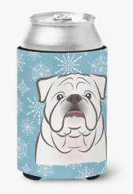 Bulldog - White Snowflake Dog Design Can Hugger