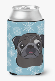 Pug - Black Snowflake Dog Design Can Hugger