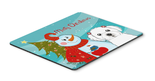 Maltese with Snowman Hot Pad or Trivet