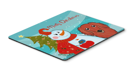 Dachshund - Longhair - Red - with Snowman Mouse Pad