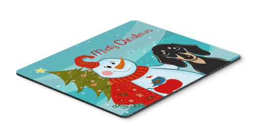 Dachshund - Black and Tan - with Snowman Mouse Pad