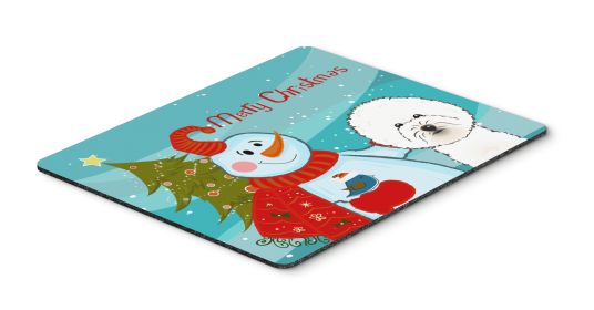 Bichon Frise with Snowman Mouse Pad