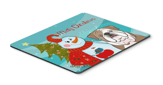 English Bulldog with Snowman Mouse Pad