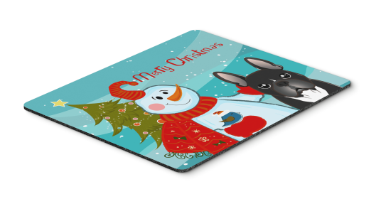 French Bulldog - Black - with Snowman Hot Pad or Trivet