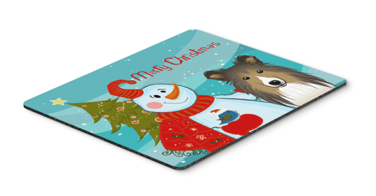 Sheltie/Shetland Sheepdog with Snowman Hot Pad or Trivet