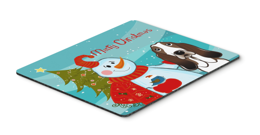 Basset Hound with Snowman Mouse Pad