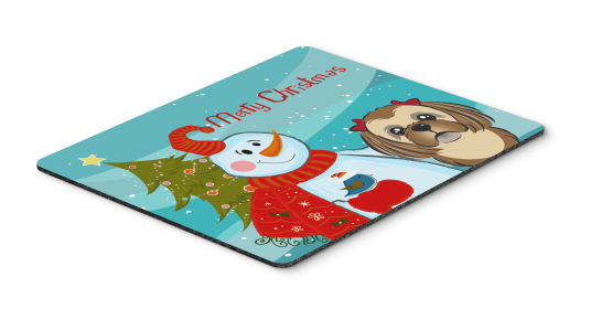 Shih Tzu - Chocolate - with Snowman Hot Pad or Trivet