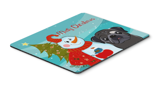 Pug - Black - with Snowman Hot Pad or Trivet