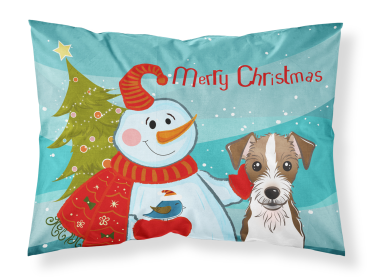 Jack Russell Terrier - Wirehair - with Snowman Fabric Standard Pillowcase