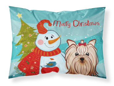 Yorkshire Terrier with Snowman Fabric Standard Pillowcase