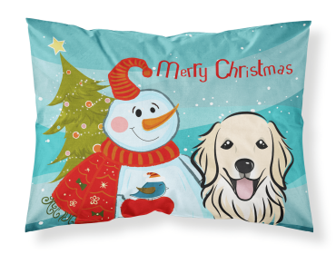 Golden Retriever with Snowman Fabric Standard Pillowcase