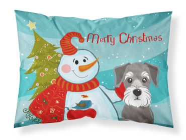 Schnauzer with Snowman Fabric Standard Pillowcase