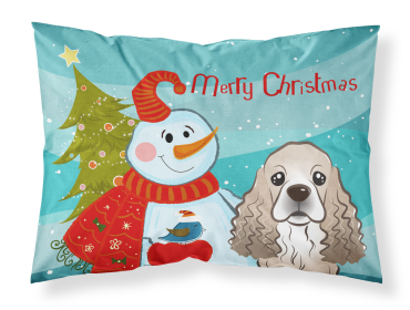 Cocker Spaniel with Snowman Fabric Standard Pillowcase