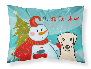 Labrador Retriever - Yellow - with Snowman Fabric Standard Pillowcase