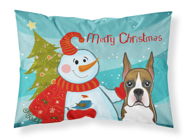 Boxer with Snowman Fabric Standard Pillowcase