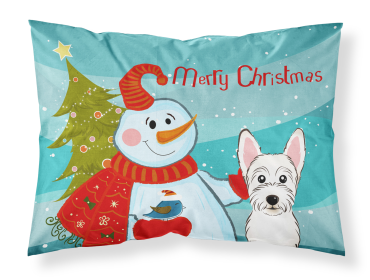 West Highland White Terrier with Snowman Fabric Standard Pillowcase