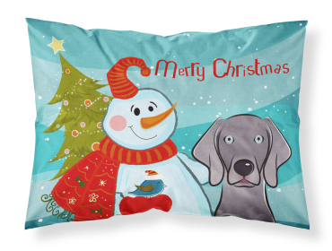 Weimaraner with Snowman Fabric Standard Pillowcase