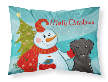 Labrador Retriever - Black - with Snowman Fabric Standard Pillowcase