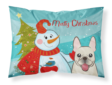 French Bulldog - Fawn - with Snowman Fabric Standard Pillowcase