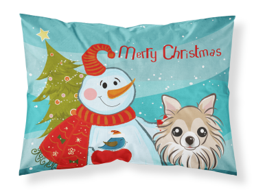 Chihuahua with Snowman Fabric Standard Pillowcase