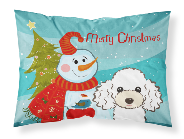 Poodle - White - with Snowman Fabric Standard Pillowcase