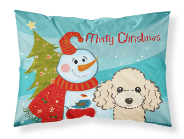 Poodle - Buff - with Snowman Fabric Standard Pillowcase