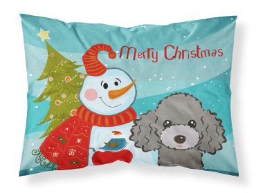 Poodle - Silver - with Snowman Fabric Standard Pillowcase