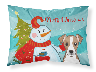 Jack Russell Terrier with Snowman Fabric Standard Pillowcase