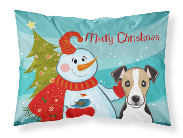 Jack Russell Terrier - Tricolor - with Snowman Fabric Standard Pillowcase