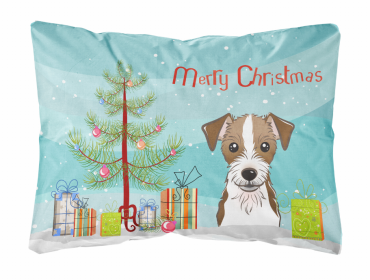 Jack Russell Terrier - Wirehair - Christmas Tree and Dog Canvas Fabric Decorative Pillow