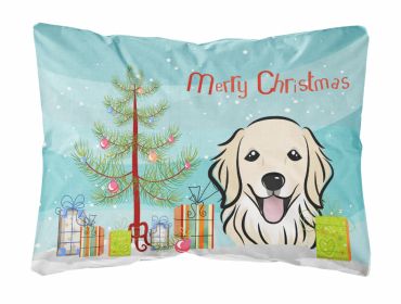 Golden Retriever - Christmas Tree and Dog Canvas Fabric Decorative Pillow