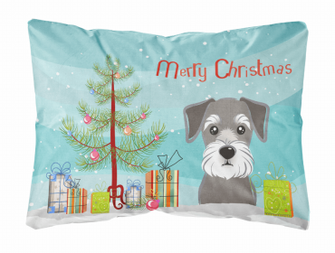 Schnauzer - Christmas Tree and Dog Canvas Fabric Decorative Pillow