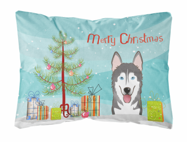 Alaskan Malamute - Christmas Tree and Dog Canvas Fabric Decorative Pillow