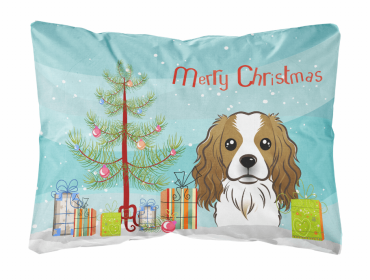 Cavalier King Charles Spaniel - Christmas Tree and Dog Canvas Fabric Decorative Pillow