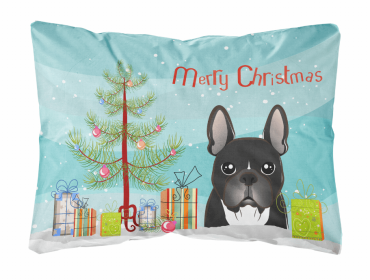 French Bulldog - Black - Christmas Tree and Dog Canvas Fabric Decorative Pillow