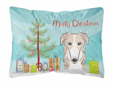 Borzoi - Christmas Tree and Dog Canvas Fabric Decorative Pillow