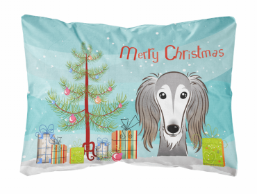 Saluki - Christmas Tree and Dog Canvas Fabric Decorative Pillow