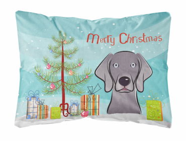 Weimaraner - Christmas Tree and Dog Canvas Fabric Decorative Pillow