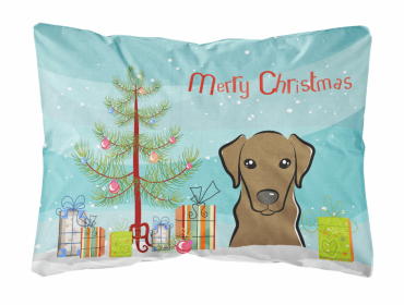 Labrador Retriever - Chocolate - Christmas Tree and Dog Canvas Fabric Decorative Pillow