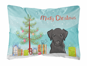 Labrador Retriever - Black - Christmas Tree and Dog Canvas Fabric Decorative Pillow