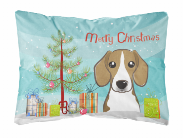 Beagle - Christmas Tree and Dog Canvas Fabric Decorative Pillow