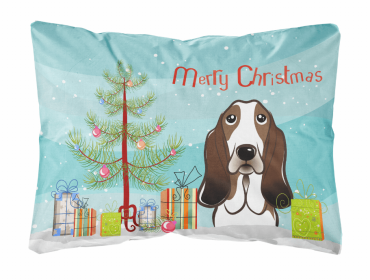 Basset Hound - Christmas Tree and Dog Canvas Fabric Decorative Pillow