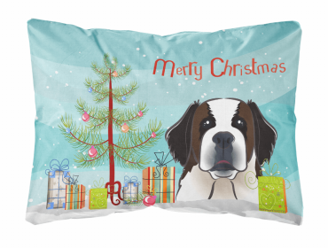 Saint Bernard - Christmas Tree and Dog Canvas Fabric Decorative Pillow